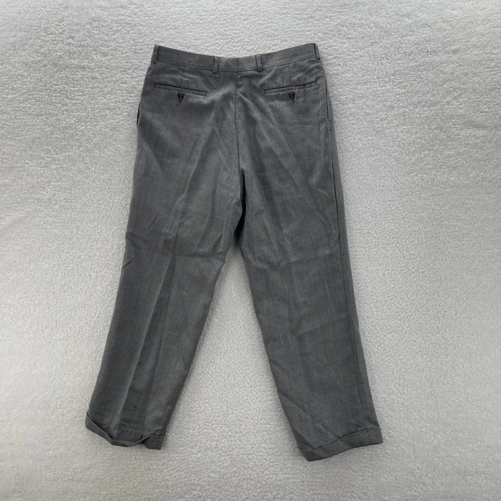 Vintage Ralph Lauren Pants Mens 32x30* Gray Pleated Houndstooth Flowy Preppy